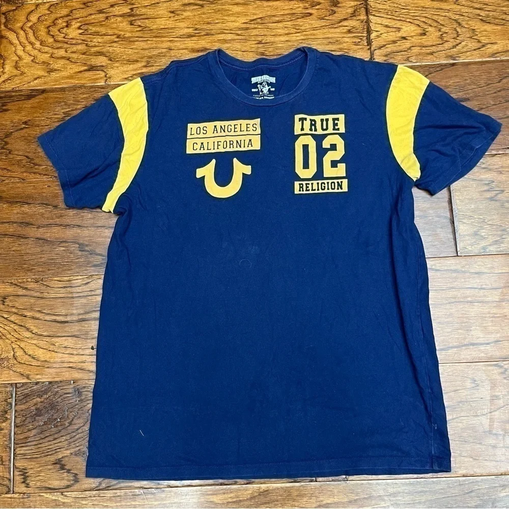 True religion short sleeve throwback‎ football crew tee